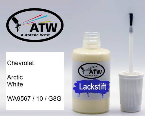 Chevrolet, Arctic White, WA9567 / 10 / G8G: 20ml Lackstift, von ATW Autoteile West.